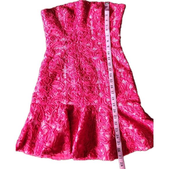 BCBGMaxazria Y2K Marina Red Mini Strapless Ruffle Hem Dress Women's Size 6 - Picture 13 of 13